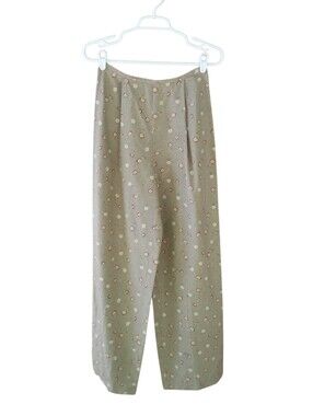 LOFT Vintage Sage Green Floral Silk High Waisted Wide Legged Pants Size 6